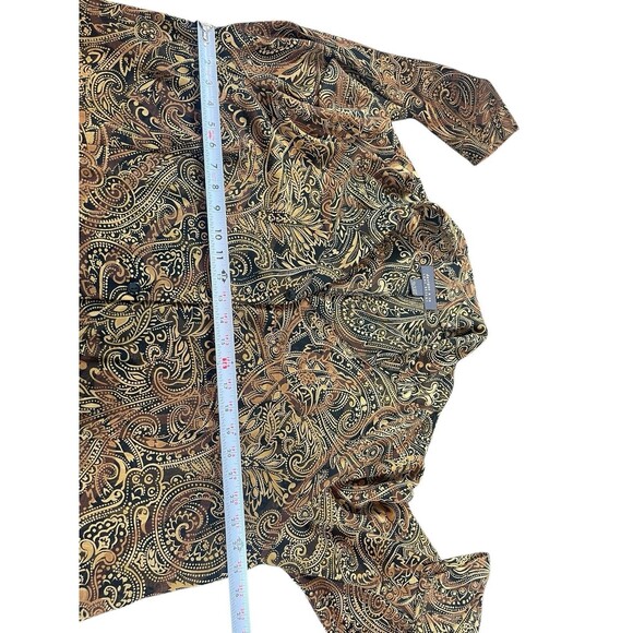 VTG Lane Bryant Designs & Co 22/24 Button Up Black Gold Paisley Tunic Sheer Top - Picture 8 of 11